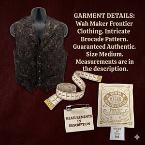 Wah Maker Frontier Vest Mens M Made in‎ USA Western Steampunk Victorian Brocade